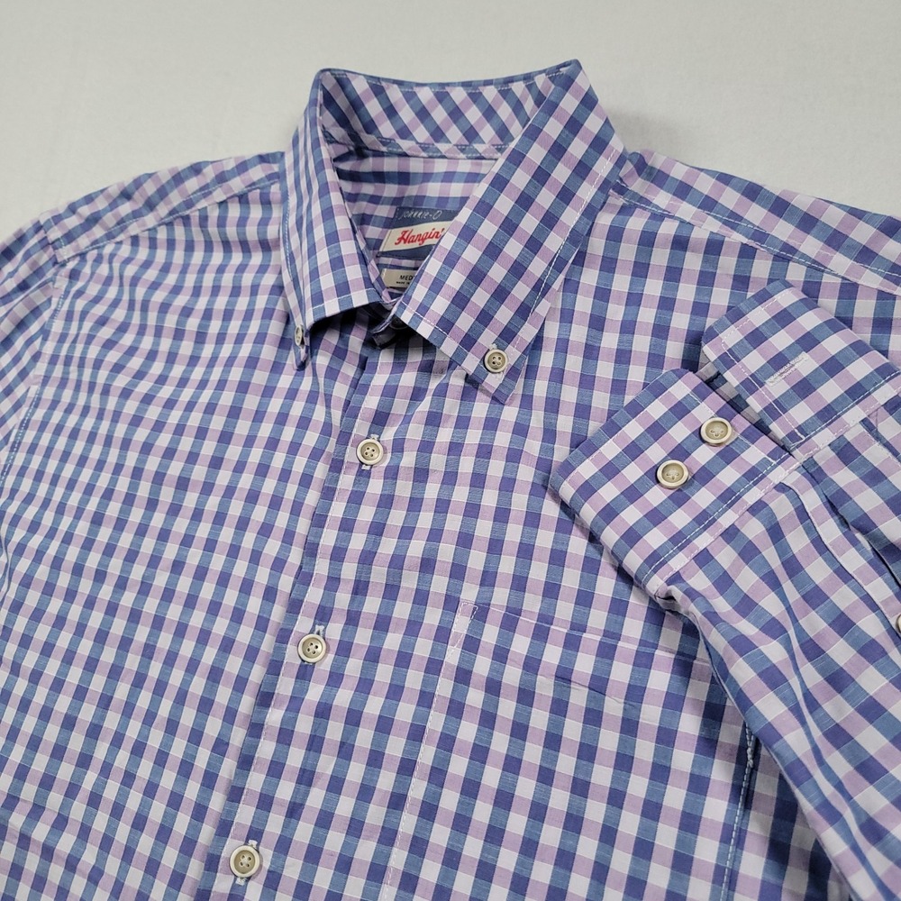 Johnnie O Abner Hangin' Out Shirt Mens M Purple Blue‎ Plaid Long Sleeve